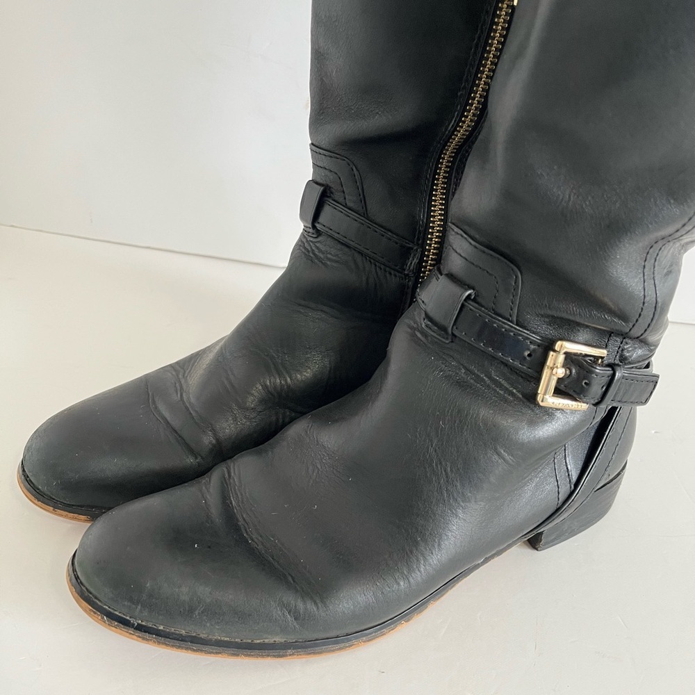 Coach Leather Knee High Boot Black Chestnut Size 8B - Picture 10 of 11